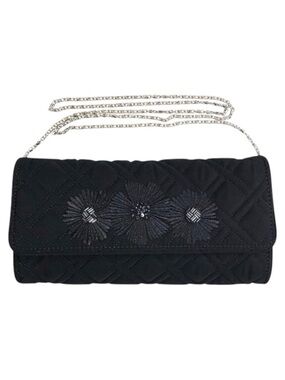Vera Bradley Celebration Clutch Midnight Blossoms Quilted Chain Crossbody NWT